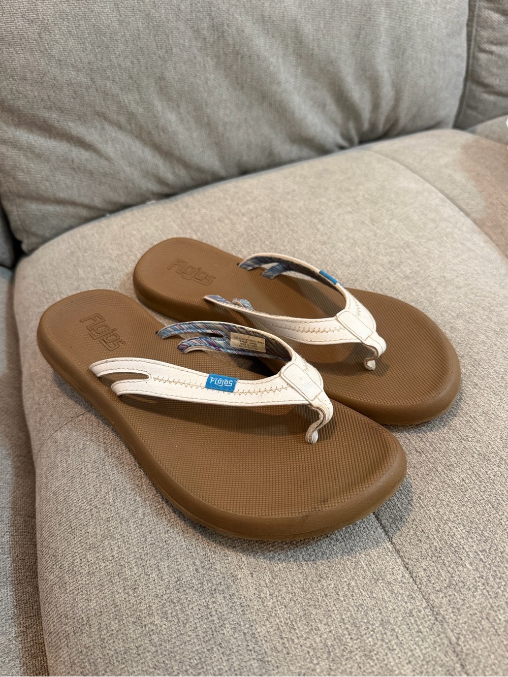 Brown Flip Flop Sandals with White Straps